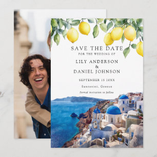 Lemons Santorini Grekland Bröllopsfoto Spara Datumet
