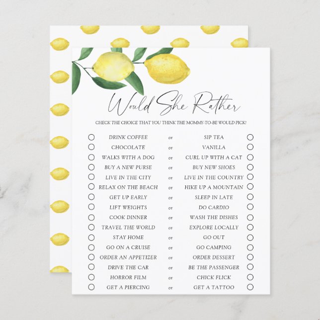 Lemons - skulle hon hellre spela? (Fram/baksida)