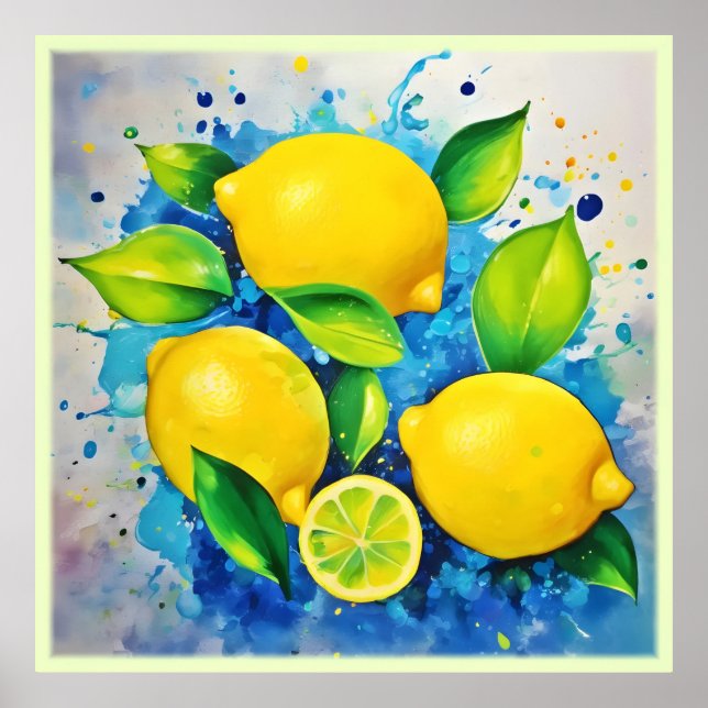 Lemons Stänk i Färg Poster (Framsidan)