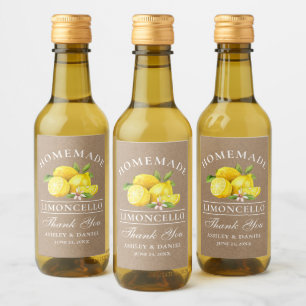 Lemons tack Kraft Limoncello Mini Flaska-etiketter Vinetikett