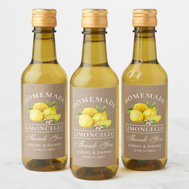 Lemons tack Kraft Limoncello Mini Flaska-etiketter Vinetikett (Flaskor)
