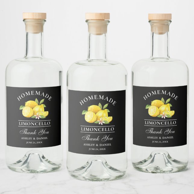 Lemons tack Limoncello Black Flaska-etiketter Spritflaskor Etikett (Flaskor)