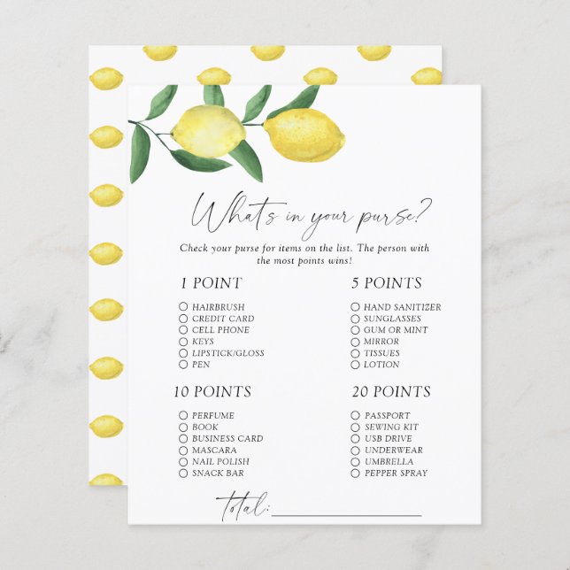 Lemons - Vad är det i ditt handväska? (Fram/baksida)