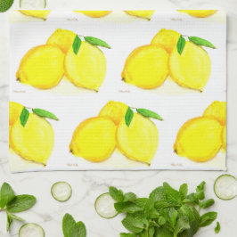 Lemons Watercolor Gult Fruit Land Farmhouse Kökshandduk