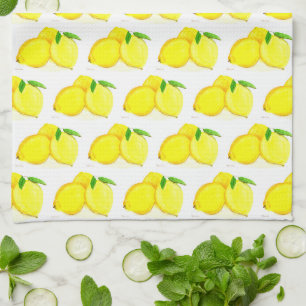 Lemons Watercolor Gult Fruit Land sommar Kökshandduk