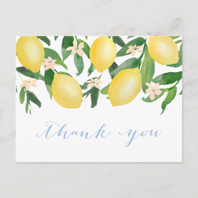 Lemons Watercolor Shower-Tack Vykort (Framsida)