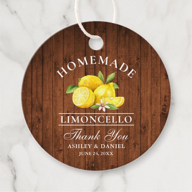 Lemons Wood Limoncello-Märkre Gåvor Etiketter (Framsida)