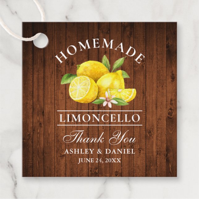 Lemons Wood Limoncello, tack Gåvor Etiketter (Framsida)