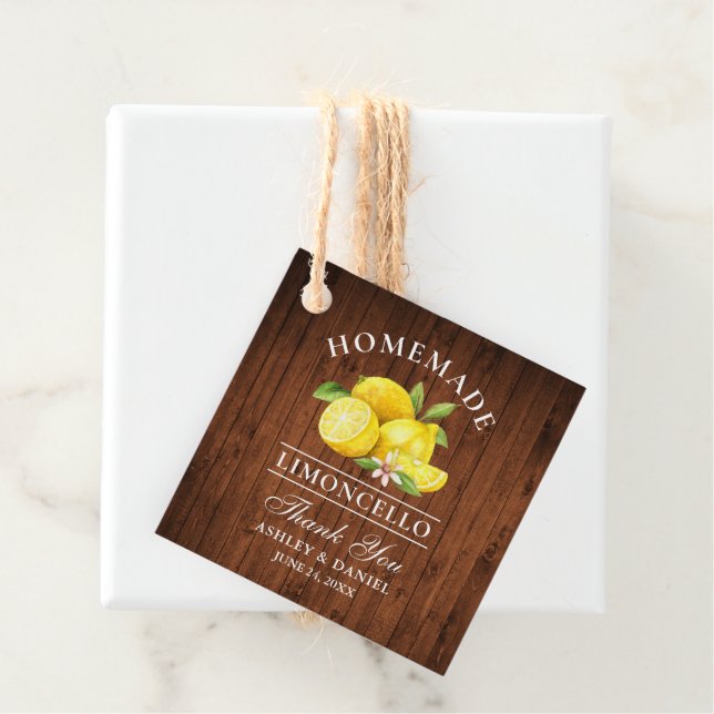 Lemons Wood Limoncello tack Square Twine Gåvor Etiketter (På plats)