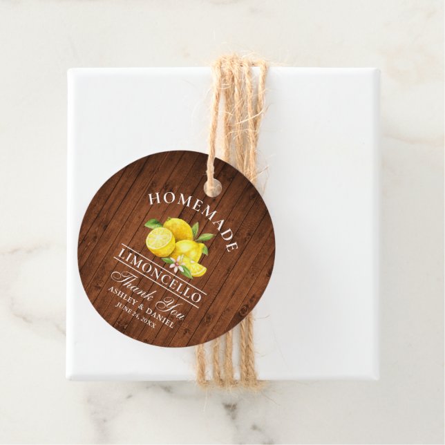 Lemons Wood Limoncello Tack Twine Märkres Gåvor Etiketter (På plats)