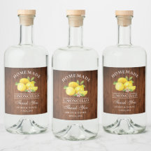 Lemons Wood tack Limoncello Flaska etiketter