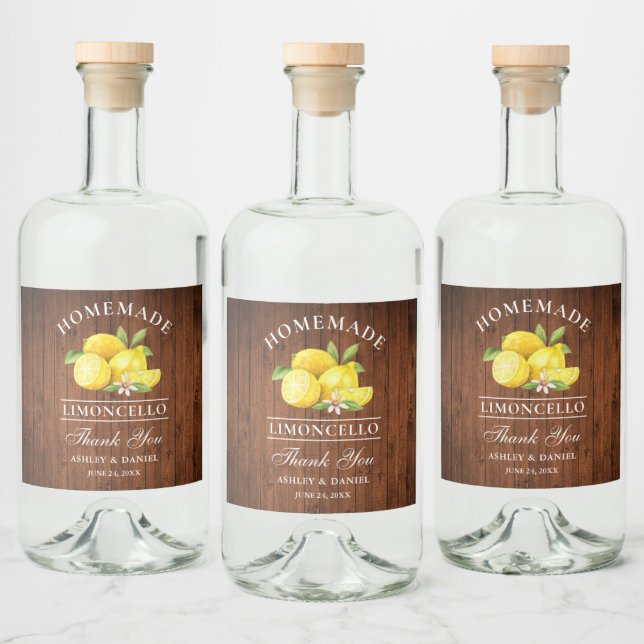 Lemons Wood tack Limoncello Flaska etiketter (Flaskor)