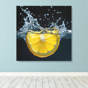 Lemonsegment med Vatten Stänk Canvastryck