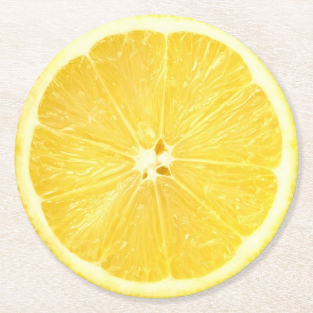 Lemonsegment Underlägg Papper Rund (Framsidan)