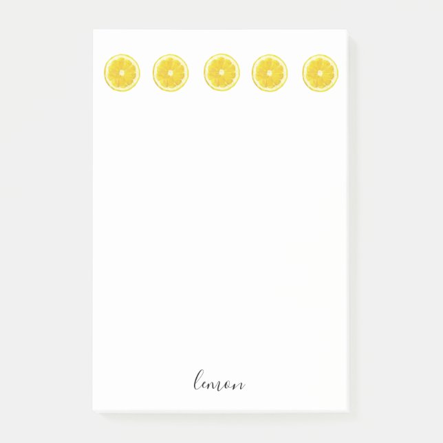 Lemonsegmentet står med dekoranteckningar. post-it block (Framsida)