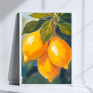 Lemonträd Vattenfärg Frukt Målning Poster