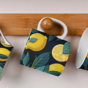 Lemonträdgården mönster. Gult tropiska citrusfrukt Kaffemugg