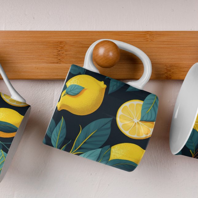 Lemonträdgården mönster. Gult tropiska citrusfrukt Kaffemugg (Skapare uppladdad)