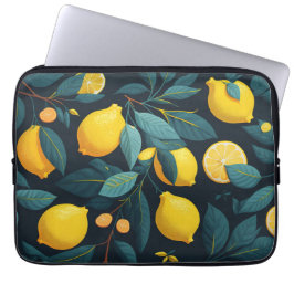 Lemonträdgården mönster. Gult tropiska citrusfrukt Laptop Fodral