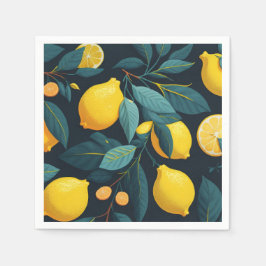 Lemonträdgården mönster. Gult tropiska citrusfrukt Pappersservett