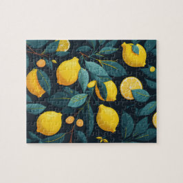 Lemonträdgården mönster. Gult tropiska citrusfrukt Pussel