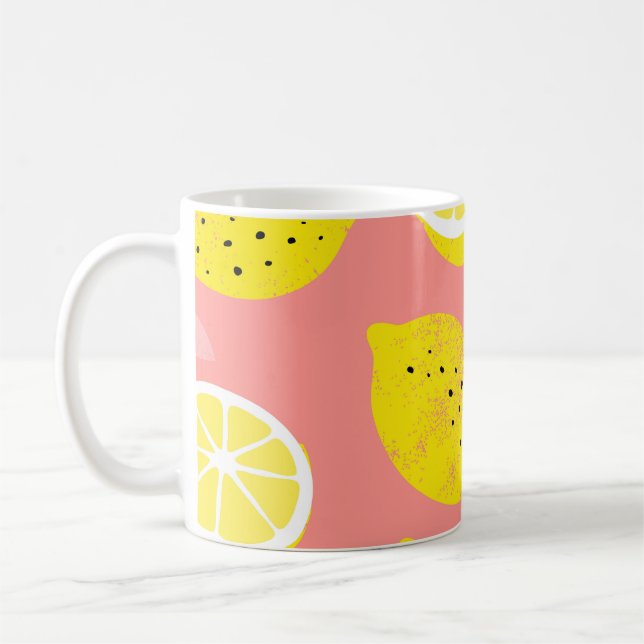Lemonutskrift, skarp, sömlös sommar mönster. kaffemugg (Vänster)