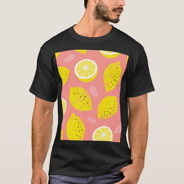 Lemonutskrift, skarp, sömlös sommar mönster. t shirt (Framsida)