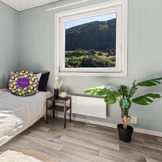 Lemonvattenfärg mönster enkel lila rund kudde