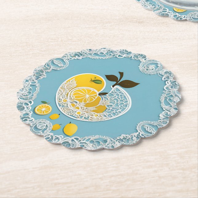 Lemony Blue AI art Underlägg Papper (Vinklad)