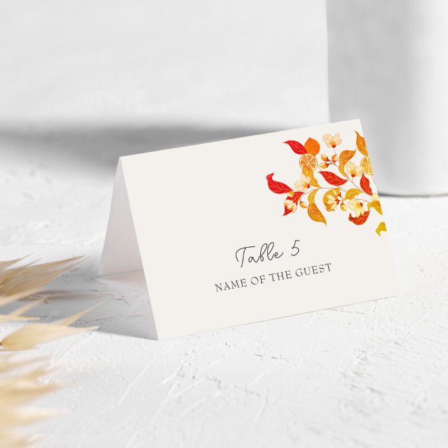 Lemony Love Citrus Foliage Wedding Place Card Bordsnummer (Skapare uppladdad)
