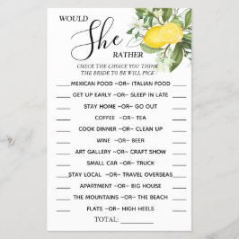 Lemony vill att hon ska ta ett duschkort flygblad