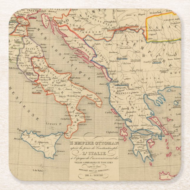 L'Empire Ottoman, l'Italie, 1400 en 1500 Underlägg Papper Kvadrat (Framsidan)