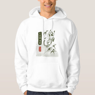 LEMUR 狐 猴 Japanska stil sumi-e Hoodie