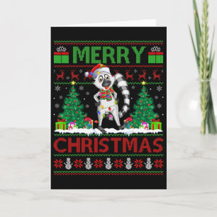 Lemur Älskare Julafton Träd Ljus Ugly Santa Lemur Kort