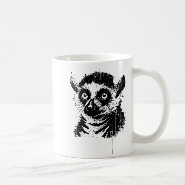 Lemur Ink Art Jungle Madaga Wildlife Rtrait Nge  Kaffemugg (Höger)