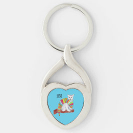 Lemur Kärlek liv Twisted Heart Silverfärgad Nyckelring
