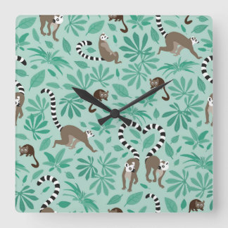 Lemur love mint leaves fyrkantig klocka
