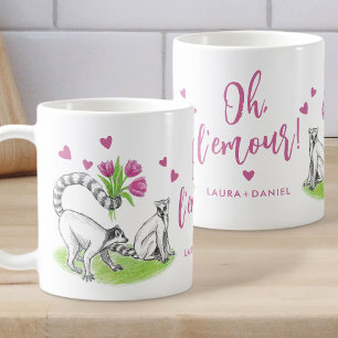 Lemur och Tulips Romantic Kärlek Funny Pun Text Na Kaffemugg