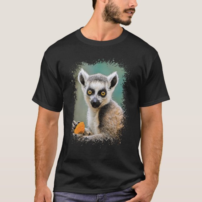 Lemur Photo Zoo Animal Primate Splatter Art Tee (Framsida)