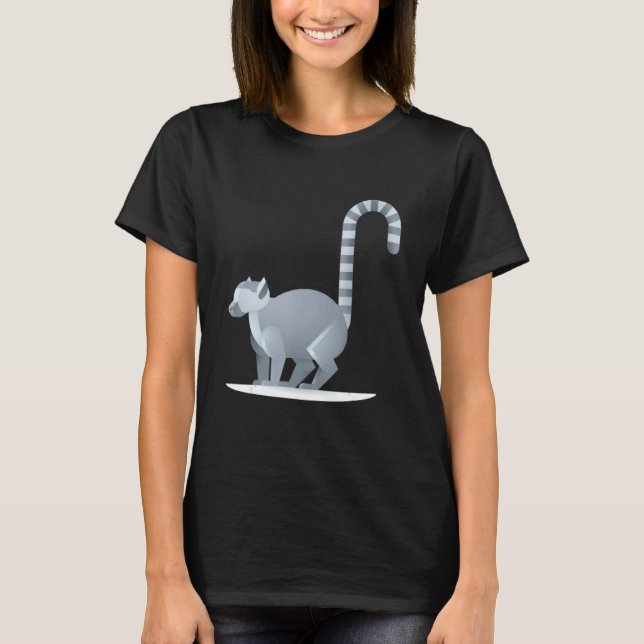 Lemur   Ring Tailed Cute Primate T Shirt (Framsida)