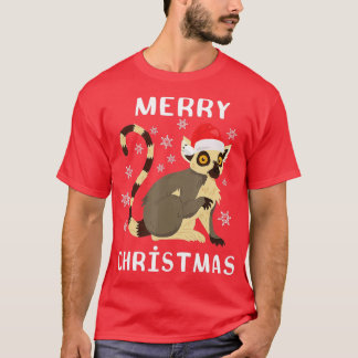Lemur Santa God jul Lemur Älskare Cute Anima T Shirt