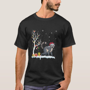 Lemur Santa Hat Festive Träd Light jul Pajam T Shirt