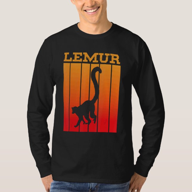 Lemur Shadow Silhouette At Sunset T Shirt (Framsida)