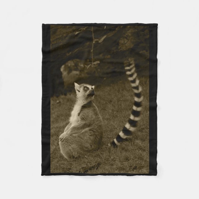 Lemur Svan Valencia Tint Lodrät Sticker Fleecefilt (Framsidan)