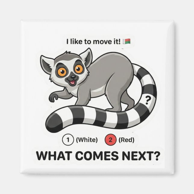 Lemur Svansfärgmönster Magnet (Framsidan)