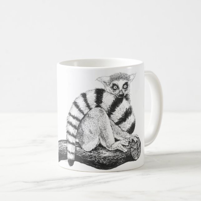 Lemur teckning kaffemugg (Framsida höger)