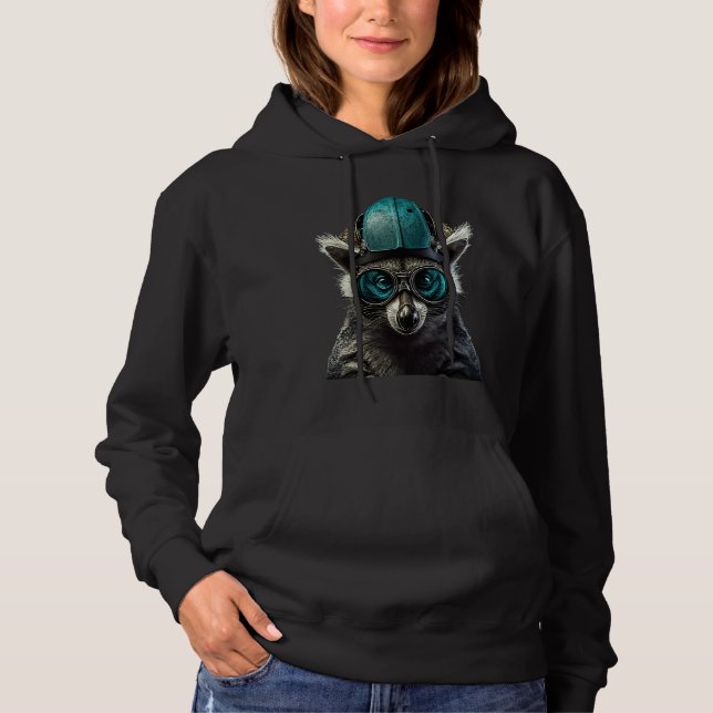 Lemur with biker helmet  Lemurs T Shirt (Framsida)