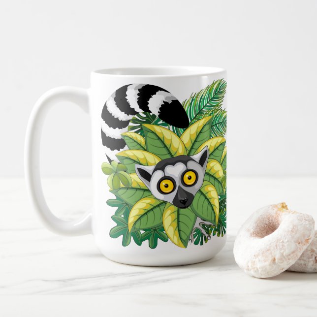 Lemurer från Madagaskar i exotisk djungel Kaffemugg (Med munk)