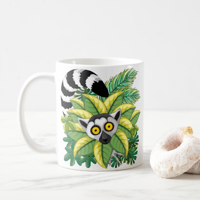 Lemurer från Madagaskar i exotisk djungel Kaffemugg (Med munk)