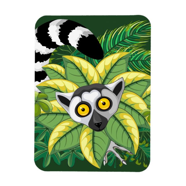 Lemurer från Madagaskar i exotisk djungel Magnet (Vertikal)